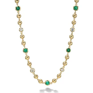 MIRELLA NECKLACE WITH DIAMONDS AND EMERALDS>SINGLE STONE Online
