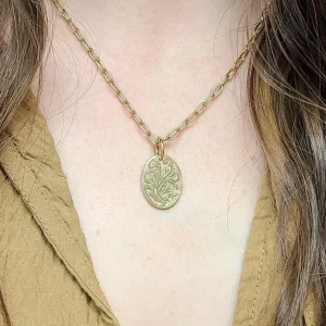 20mm FLORAL ENGRAVED OVAL PENDANT>SINGLE STONE Best