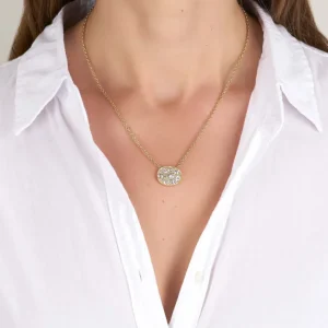 OVAL COBBLESTONE PENDANT NECKLACE>SINGLE STONE Clearance