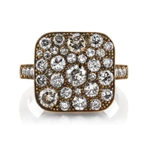 SMALL SQUARE COBBLESTONE RING>SINGLE STONE New