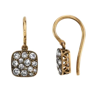 SMALL SQUARE COBBLESTONE DROP EARRINGS>SINGLE STONE Online