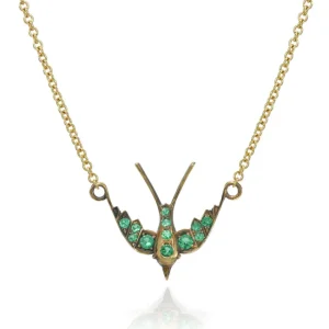 SMALL SWALLOW NECKLACE WITH GEMSTONES>SINGLE STONE Hot