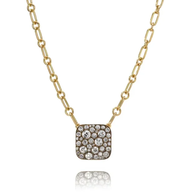 SQUARE COBBLESTONE PENDANT NECKLACE>SINGLE STONE Clearance