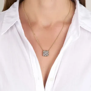 SQUARE COBBLESTONE PENDANT NECKLACE>SINGLE STONE Best
